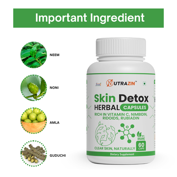 Nutrazin Skin Detox Capsules for Clear Skin, Acne Control & Natural Glow Support