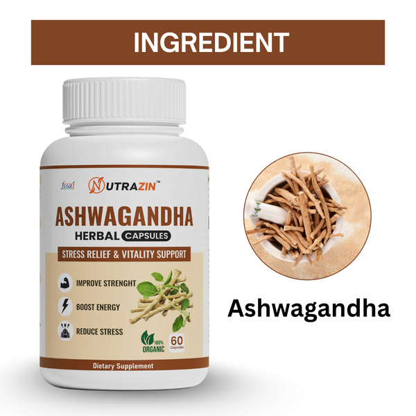 Nutrazin Ashwagandha Capsules for Stress Relief, Energy Boost & Vitality Support