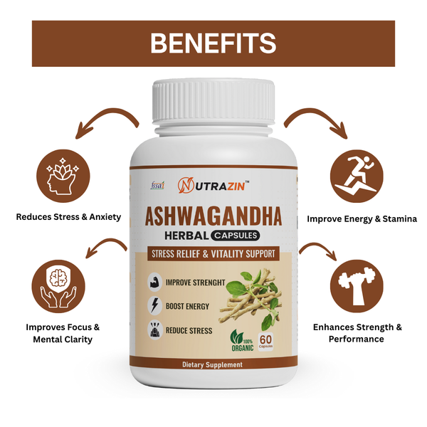 Nutrazin Ashwagandha Capsules for Stress Relief, Energy Boost & Vitality Support