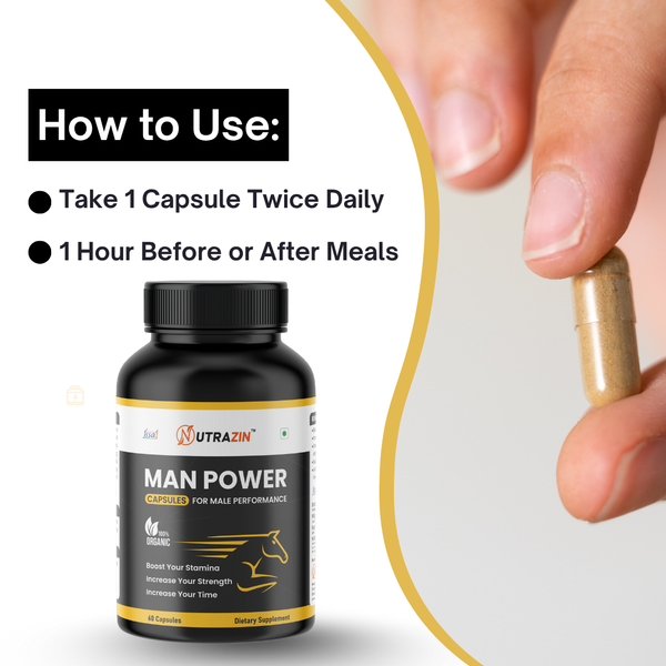Nutrazin Men Power Capsules | Organic Stamina & Strength Support for Men | Performance & Energy Booster