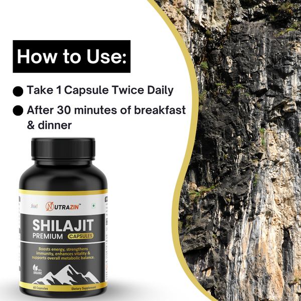 Nutrazin Shilajit Premium Capsules for Energy, Strength, Vitality & Wellness