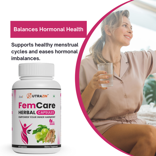 Nutrazin FemCare Herbal Capsules for Hormonal Balance, Period Care & Women's Wellness Support