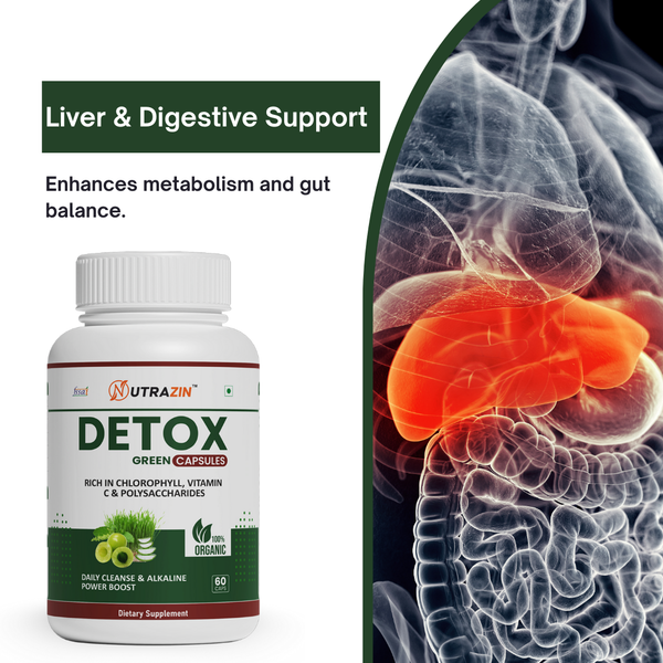 Nutrazin Detox Green Capsules for Daily Cleanse, Alkaline Balance & Natural Detox Support