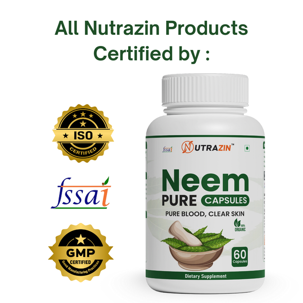 Nutrazin Neem Pure Capsules for Blood Purification & Clear Skin | Natural Detox & Immunity Support | 60 Capsules