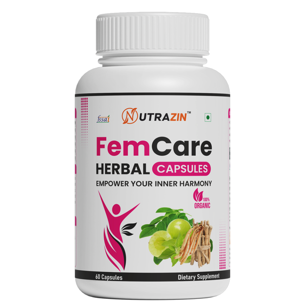 Nutrazin FemCare Herbal Capsules for Hormonal Balance, Period Care & Women's Wellness Support