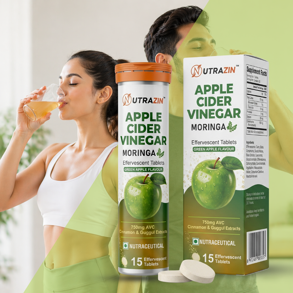 Apple Cider Vinegar Moringa Effervescent Tablets | Green Apple Flavour | 750mg ACV | 15 Tablets