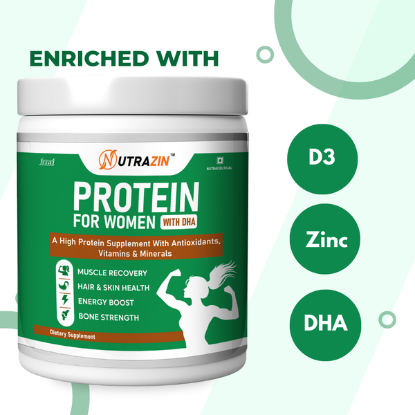 Nutrazin Protein for Women with DHA | High Protein for Muscle Recovery, Hair & Skin Health, Energy & Bone Strength
