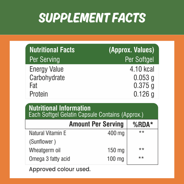 Nutrazin Vitamin E 400mg Softgel Capsules β Skin Glow, Antioxidant & Immunity Support