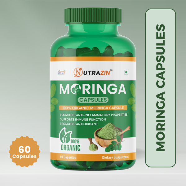 Nutrazin Organic Moringa Capsules | 100% Pure Moringa Leaf Extract for Immunity, Energy & Antioxidant Support