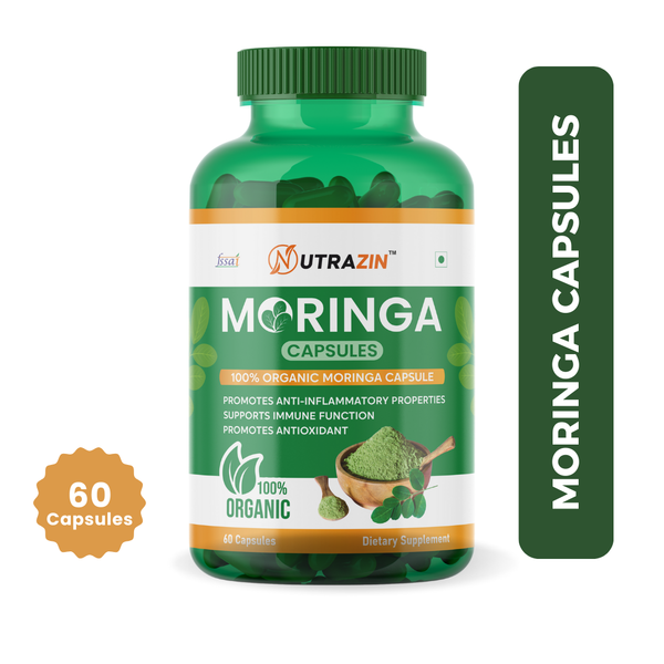 Nutrazin Organic Moringa Capsules | 100% Pure Moringa Leaf Extract for Immunity, Energy & Antioxidant Support