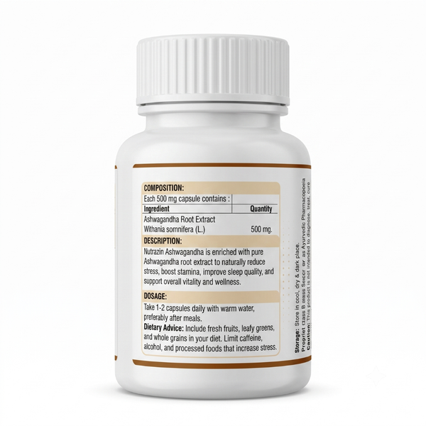 Nutrazin Ashwagandha Capsules for Stress Relief, Energy Boost & Vitality Support