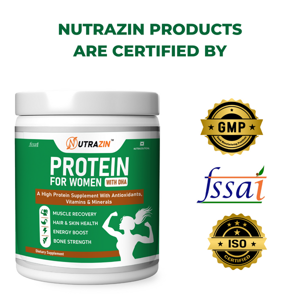 Nutrazin Protein for Women with DHA | High Protein for Muscle Recovery, Hair & Skin Health, Energy & Bone Strength