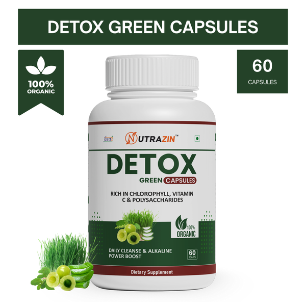 Nutrazin Detox Green Capsules for Daily Cleanse, Alkaline Balance & Natural Detox Support