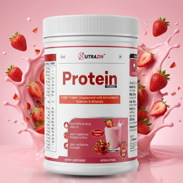 Protein Powder Strawberry Flavour | High Protein Supplement for Muscle Support & Daily Nutrition | 200g