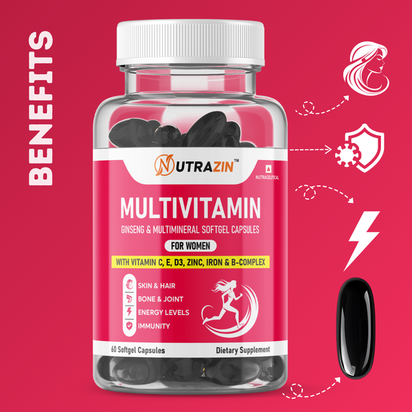 Nutrazin Multivitamin for Women | Ginseng, Multimineral & Softgel Capsules 1000 mg