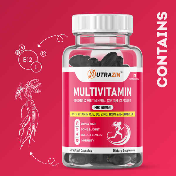 Nutrazin Multivitamin for Women | Ginseng, Multimineral & Softgel Capsules 1000 mg