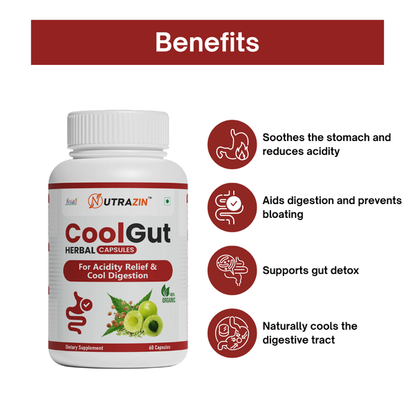 Nutrazin CoolGut Capsules | Herbal Acidity Relief & Cool Digestion Support