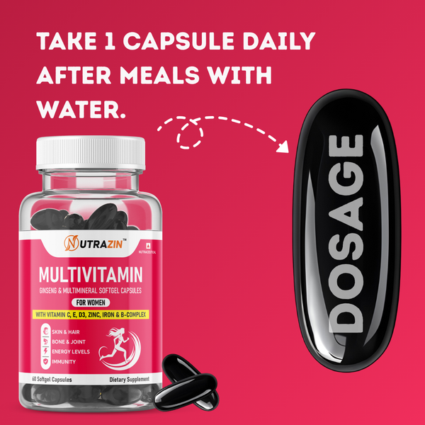 Nutrazin Multivitamin for Women | Ginseng, Multimineral & Softgel Capsules 1000 mg