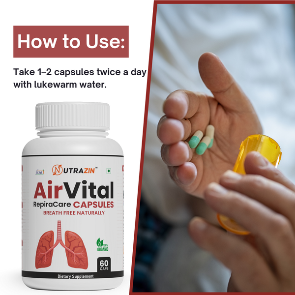 Nutrazin AirVital Capsules for Lung Detox, Easy Breathing, Immunity & Respiratory Wellness Support