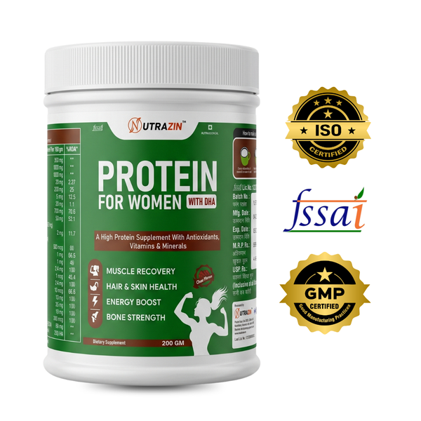 Nutrazin Protein for Women with DHA | High Protein for Muscle Recovery, Hair & Skin Health, Energy & Bone Strength