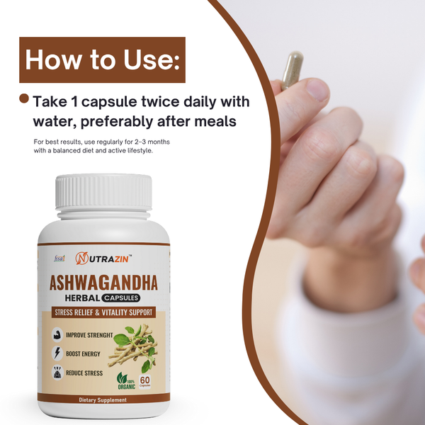 Nutrazin Ashwagandha Capsules for Stress Relief, Energy Boost & Vitality Support