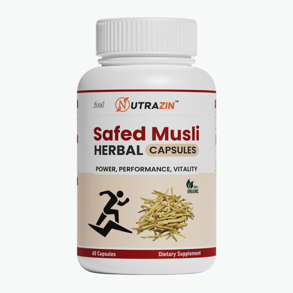 Nutrazin Safed Musli Capsules for Strength, Stamina & Vitality | Performance & Energy Support | 60 Herbal Capsules