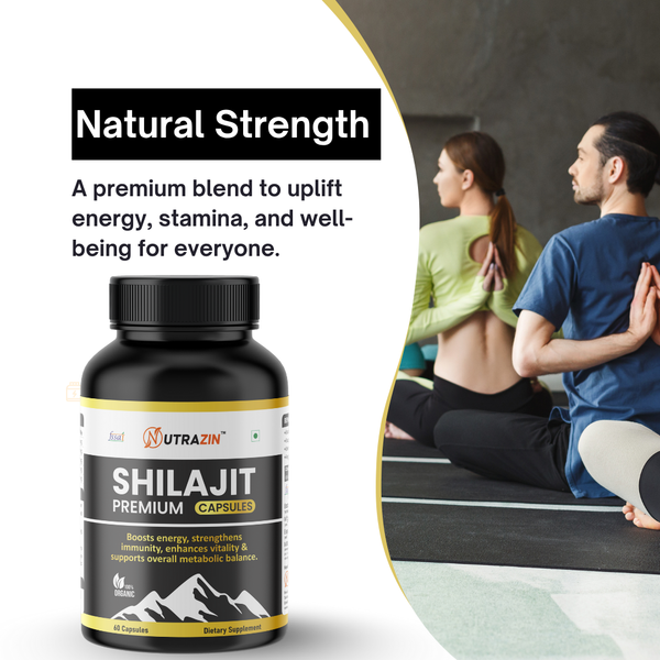 Nutrazin Shilajit Premium Capsules for Energy, Strength, Vitality & Wellness