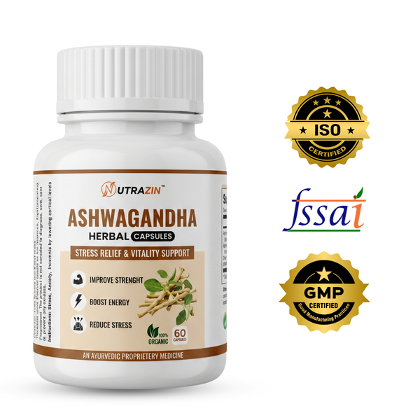 Nutrazin Ashwagandha Capsules for Stress Relief, Energy Boost & Vitality Support