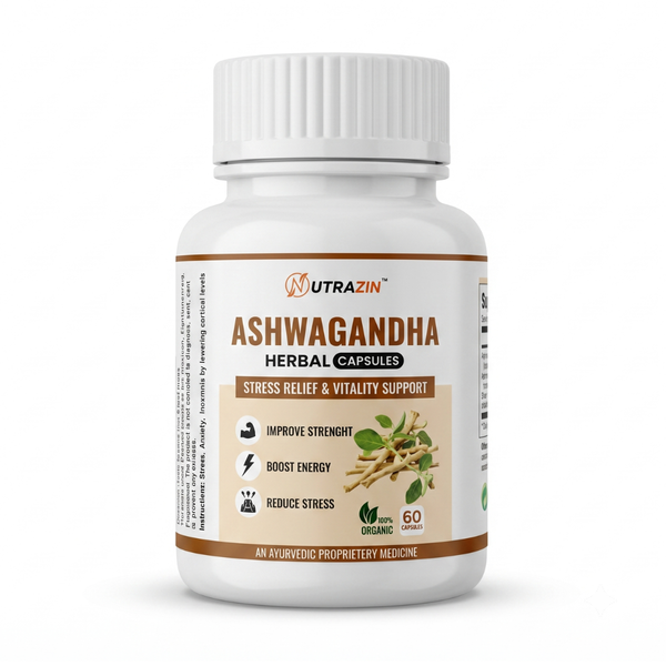 Nutrazin Ashwagandha Capsules for Stress Relief, Energy Boost & Vitality Support