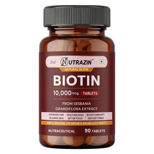Biotin 10000mcg Tablets with Sesbania Grandiflora, Amla, Brahmi & Bamboo Extract | 90 Tablets