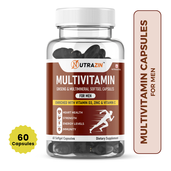 Nutrazin Multivitamin for Men | Ginseng & Multimineral Softgels for Strength, Energy & Immunity
