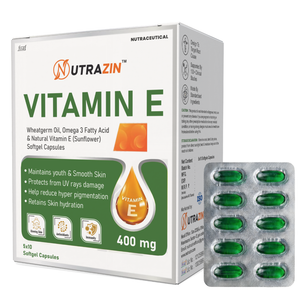 Nutrazin Vitamin E 400mg Softgel Capsules – Skin Glow, Antioxidant & Immunity Support