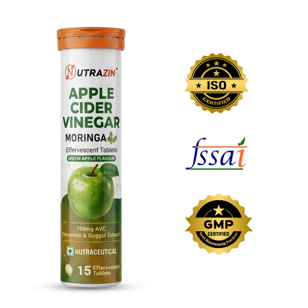 Apple Cider Vinegar Moringa Effervescent Tablets | Green Apple Flavour | 750mg ACV | 15 Tablets