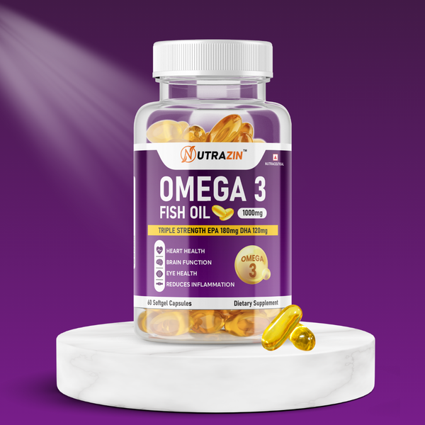 Omega-3 Fish Oil Capsules - 1000mg High Strength with 180mg EPA & 120mg DHA - 60 Capsules