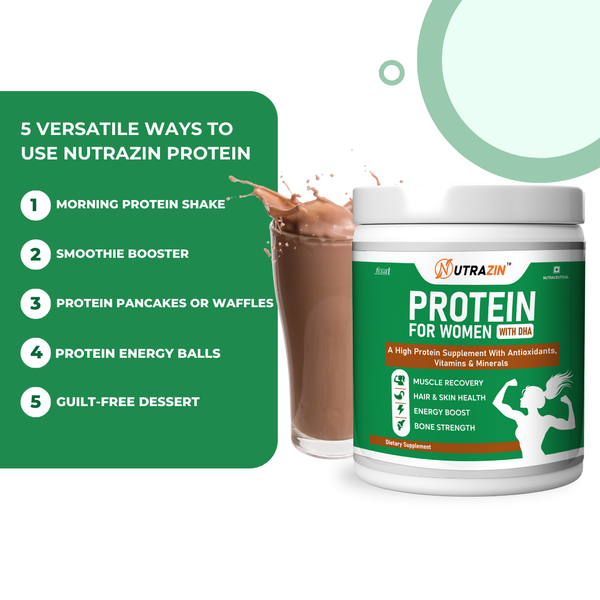 Nutrazin Protein for Women with DHA | High Protein for Muscle Recovery, Hair & Skin Health, Energy & Bone Strength
