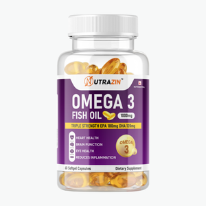 Omega-3 Fish Oil Capsules - 1000mg High Strength with 180mg EPA & 120mg DHA - 60 Capsules