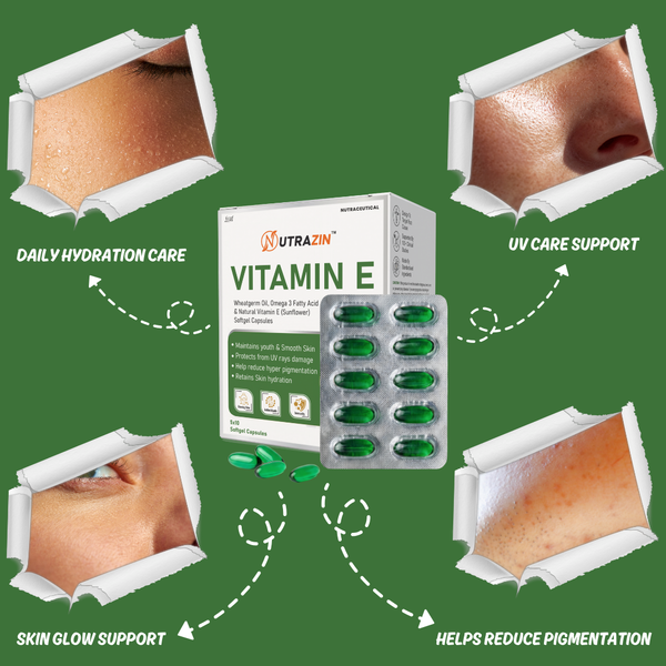 Nutrazin Vitamin E 400mg Softgel Capsules – Skin Glow, Antioxidant & Immunity Support