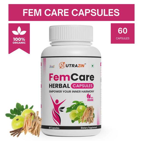 Nutrazin FemCare Herbal Capsules for Hormonal Balance, Period Care & Women's Wellness Support