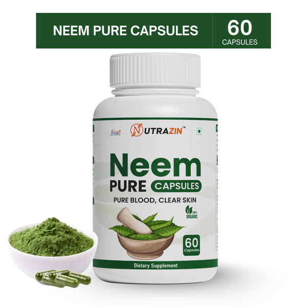 Nutrazin Neem Pure Capsules for Blood Purification & Clear Skin | Natural Detox & Immunity Support | 60 Capsules