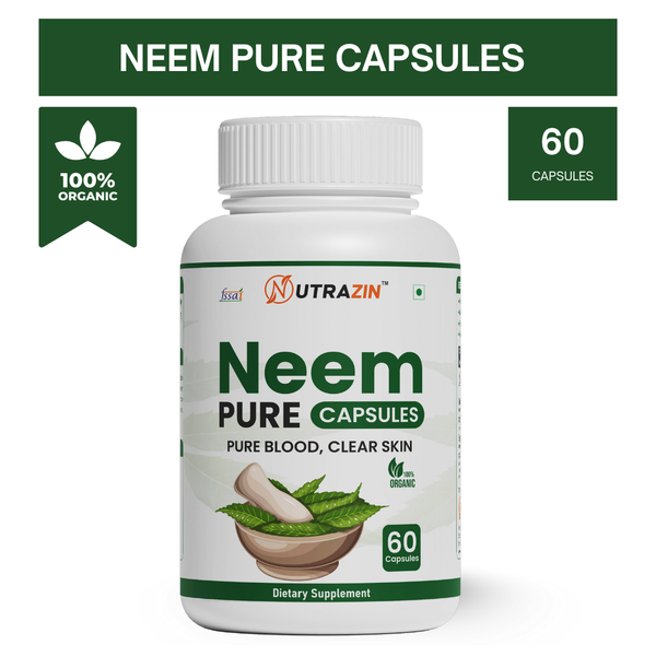 Nutrazin Neem Pure Capsules for Blood Purification & Clear Skin | Natural Detox & Immunity Support | 60 Capsules