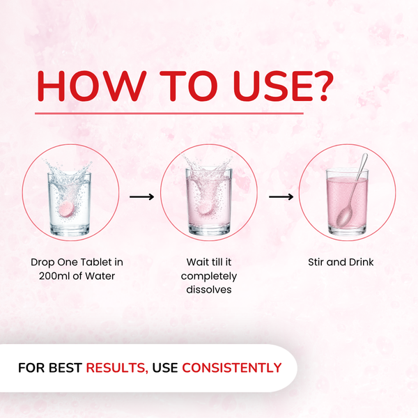 Glutathione Effervescent Tablets Strawberry Flavour | Antioxidant Supplement for Glowing Skin | 15 Tablets
