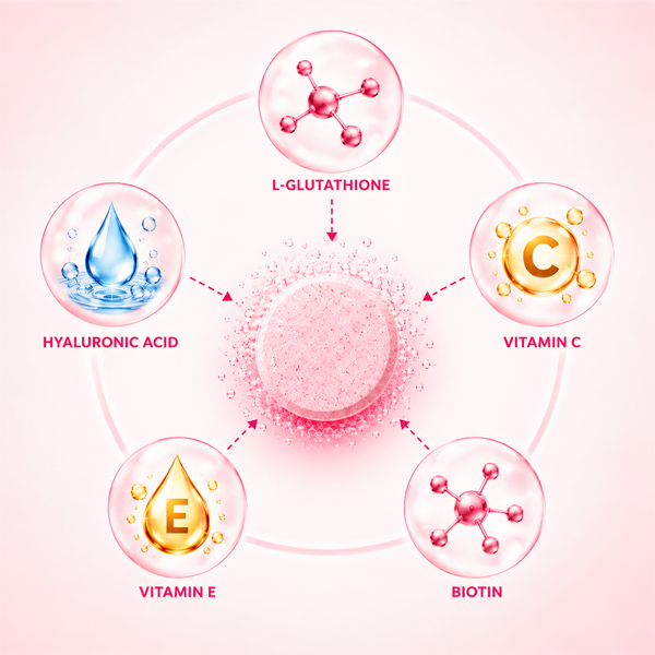 Glutathione Effervescent Tablets Strawberry Flavour | Antioxidant Supplement for Glowing Skin | 15 Tablets